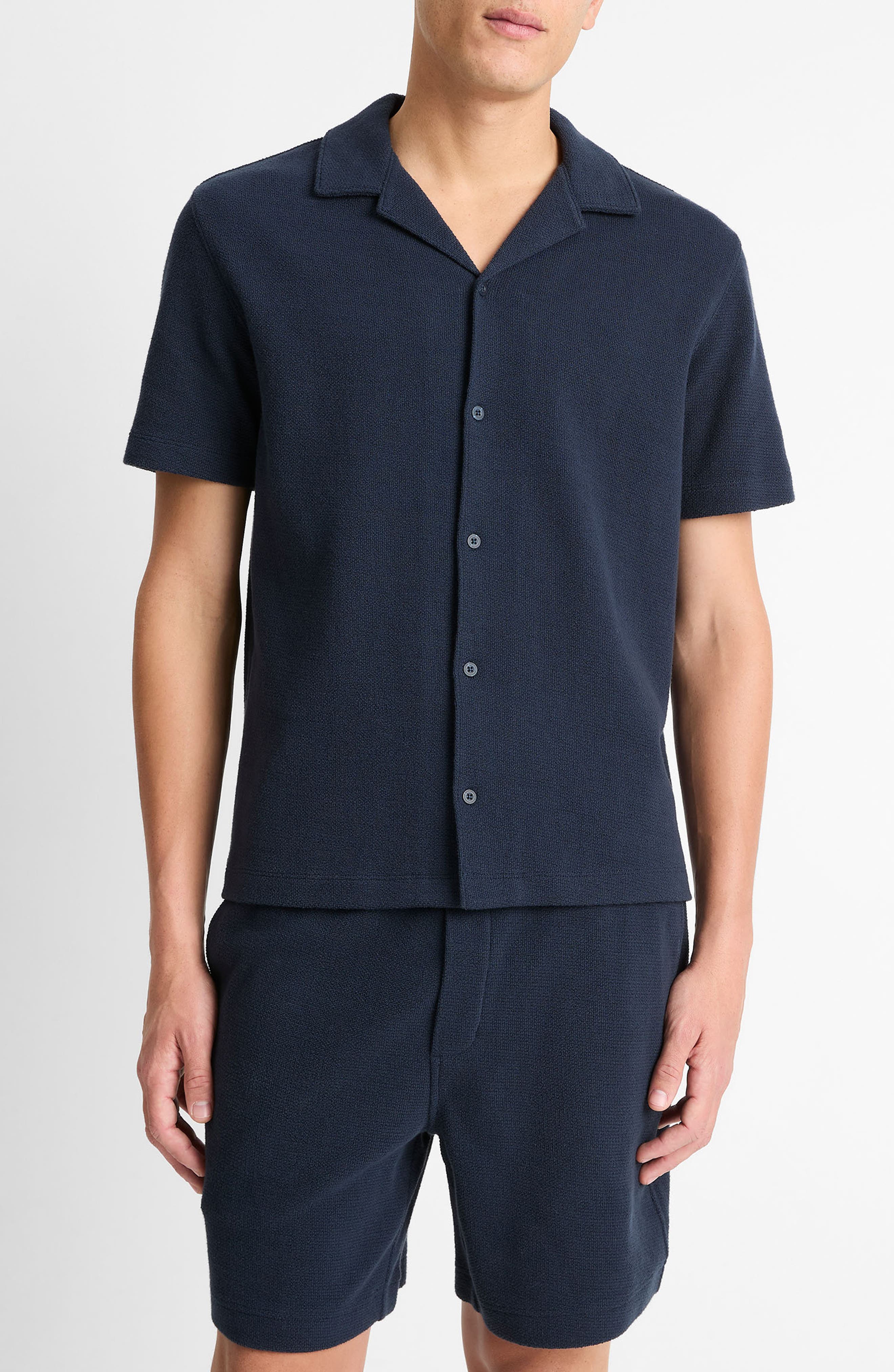 Boucle Knit Short Sleeve Camp Shirt - image 3