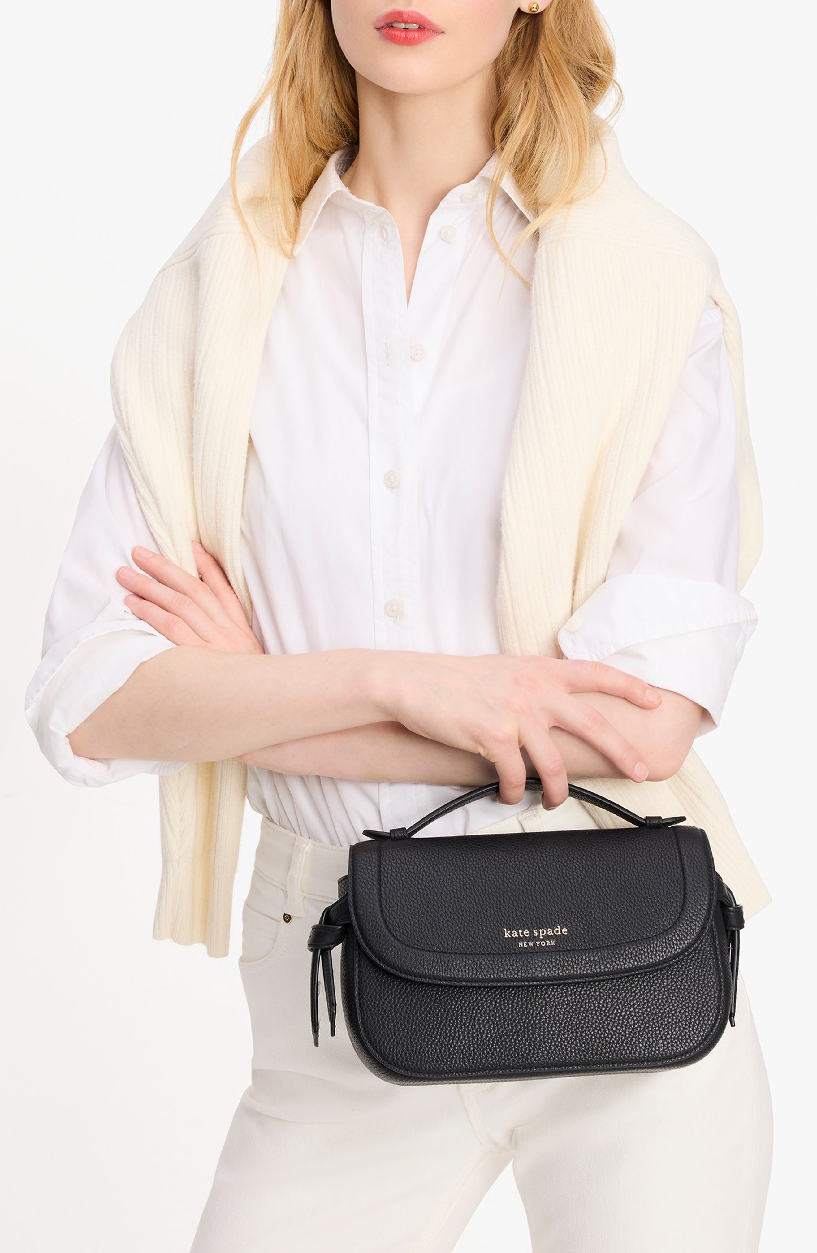 Kate Spade New York knott pebbled leather convertible crossbody bag, Alternate, color, 