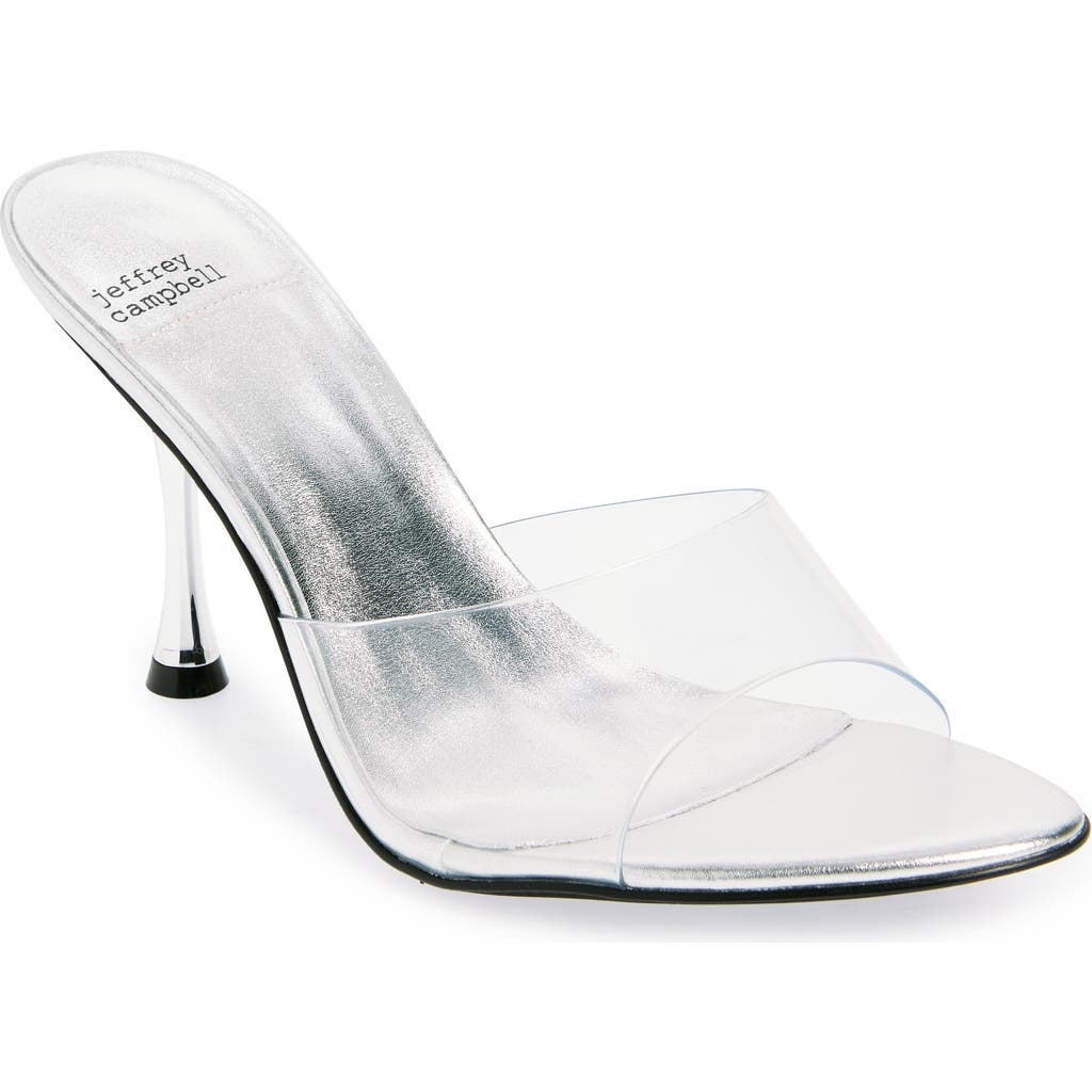 Jeffrey Campbell Agent Slide Sandal In Clear Silver