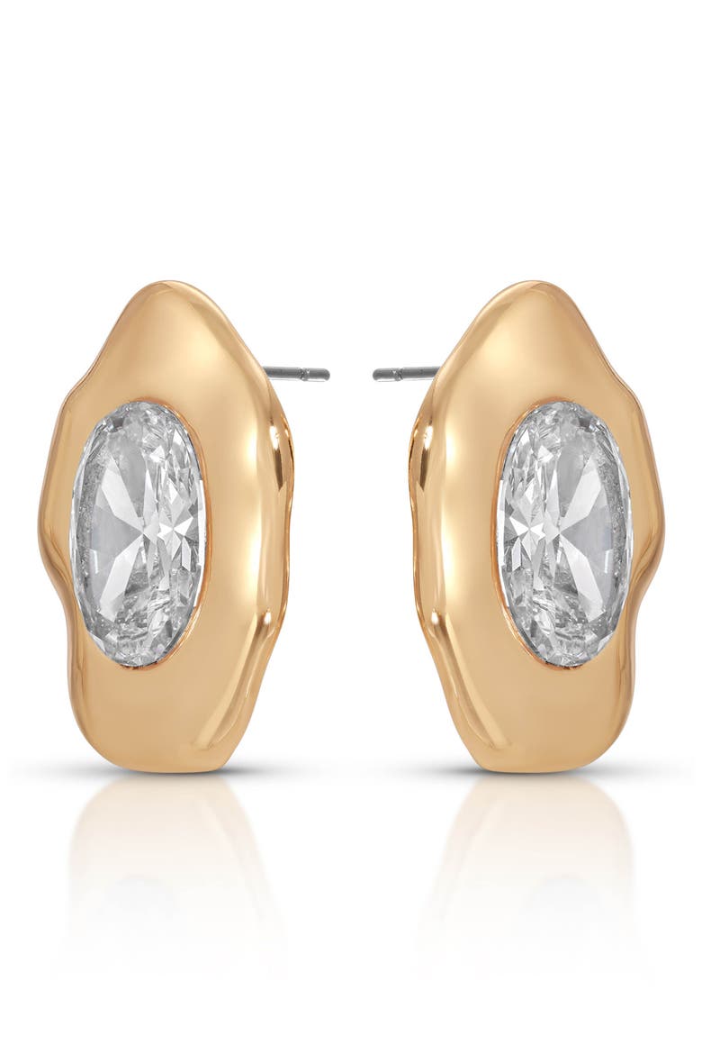 Molten Glow Crystal Stud Earrings, Alternate, color, GOLD