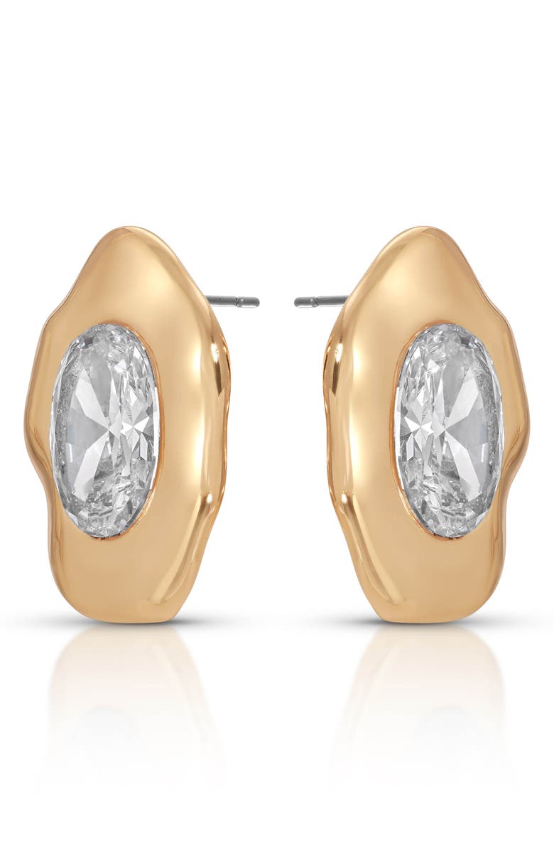 Ettika Molten Glow Crystal Stud Earrings, Alternate, color, Gold