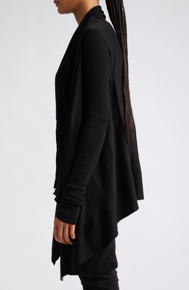 Rick Owens Open Front Waterfall Wool Cardigan, Alternate, color,