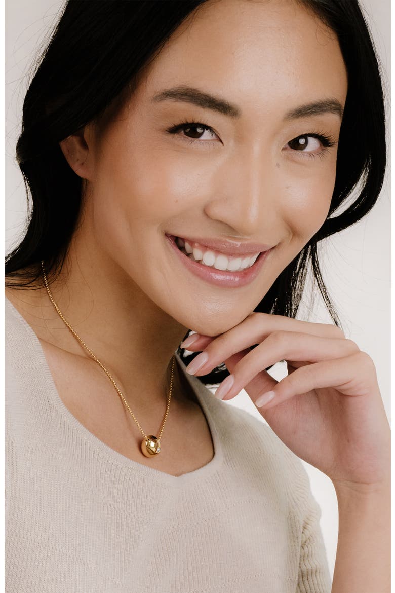 Crystal Dot Pebble Pendant Necklace, Alternate, color, GOLD