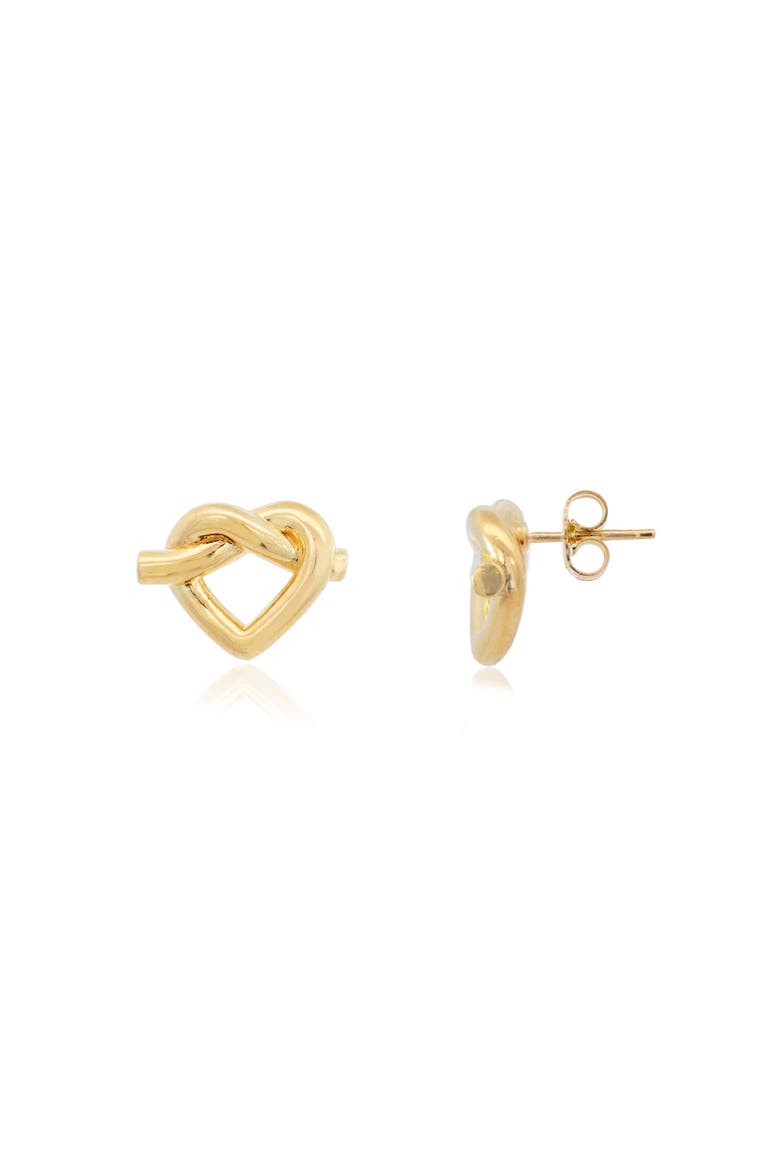 Heart Knot Stud Earrings, Main, color, Gold Plated Sterling Silver