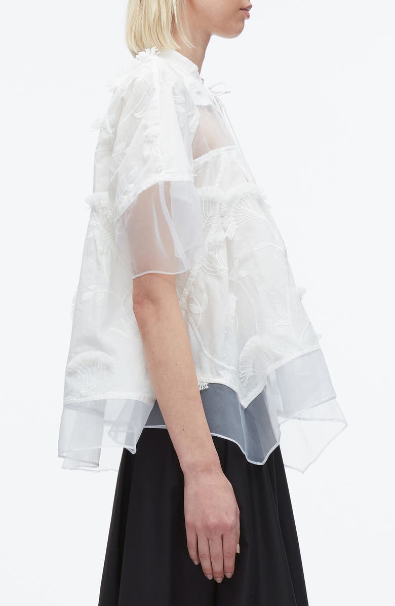 3.1 Phillip Lim Chiffon & Embroidery Flounce Shirt, Alternate, color, White