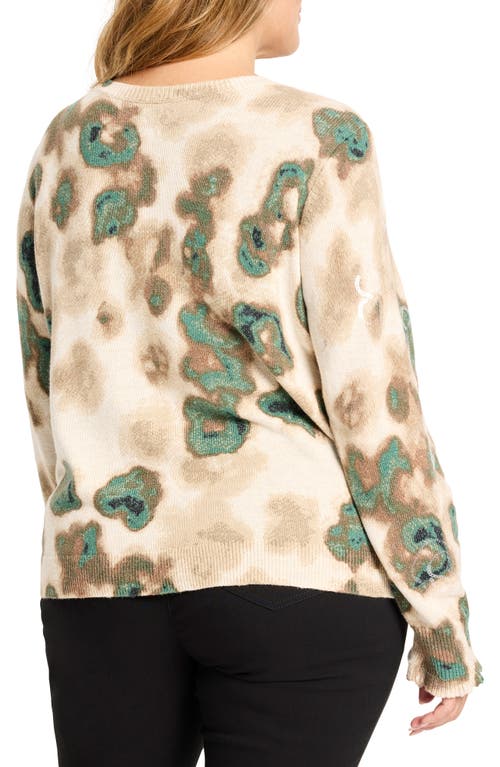 Nic + Zoe Nic+zoe Camo Shine Crewneck Cotton Blend Sweater In Multi