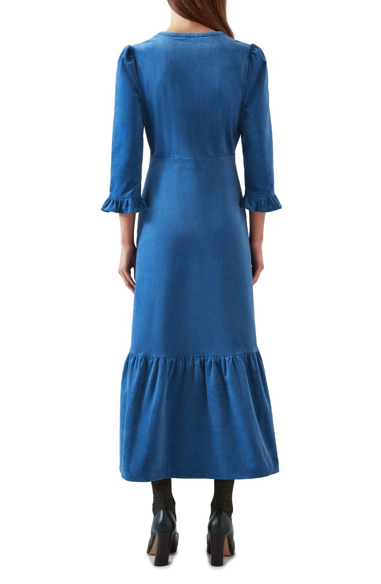 LK Bennett Deborah Cotton Stretch Corduroy Midi Dress, Alternate, color, 