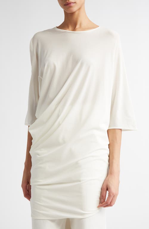 Shop Fforme Margia Fitted Draped Stretch Silk T-shirt In Off White