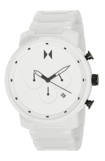 Mvmt Watches Chrono Ceramic Bracelet Watch, 45mm In Gloss White
