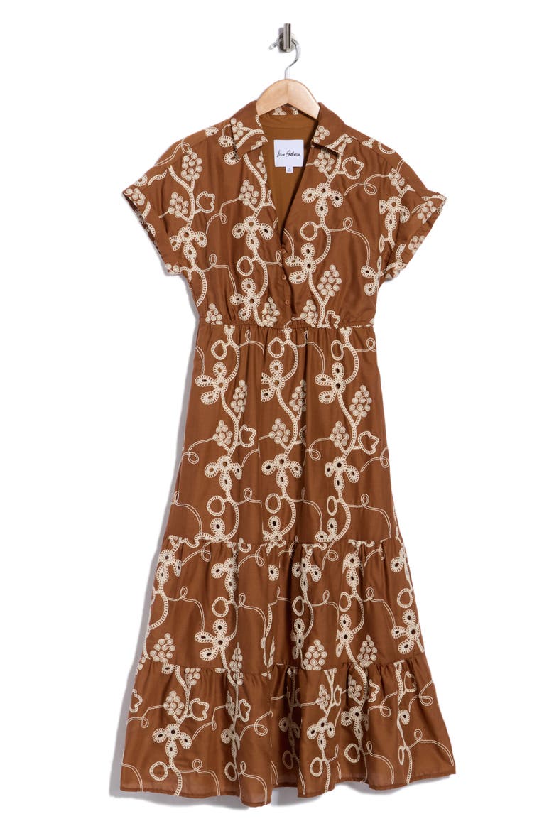 Rope Embroidered Maxi Shirtdress, Main, color, RUST