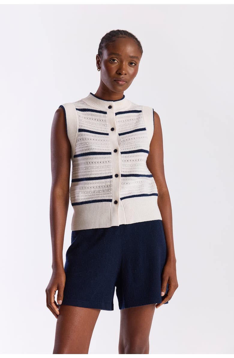 Brodie Pure Cashmere Textured Taylor 100% Cashmere Tank, Alternate, color, Organic White