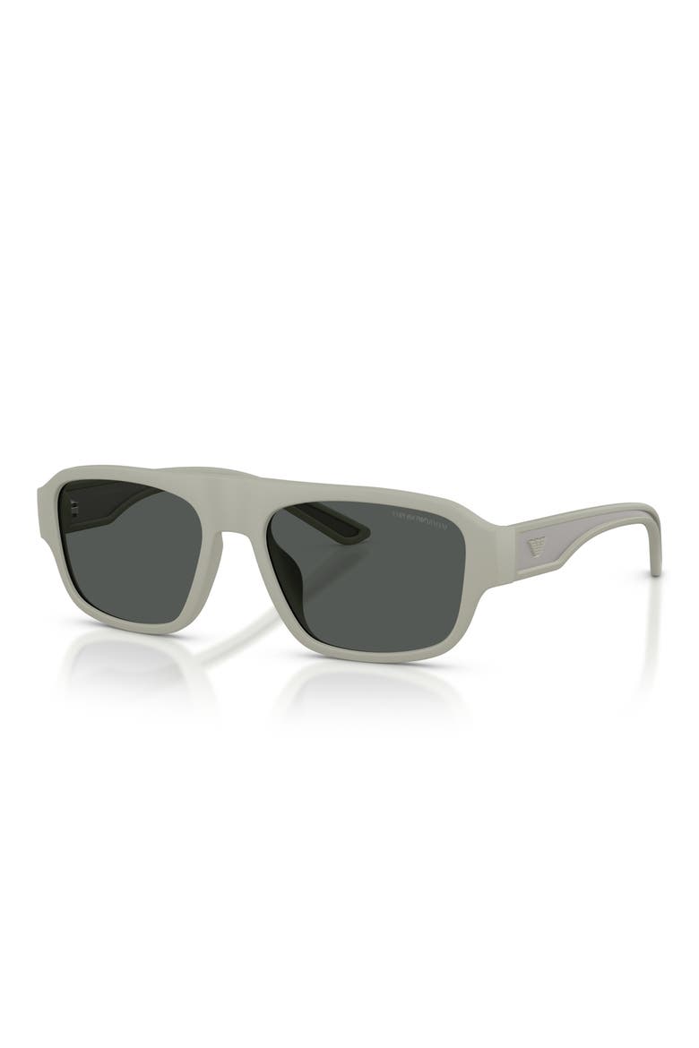 55mm Rectangle Sunglasses, Alternate, color, RUBBERIZED MATTE GREY / GREY