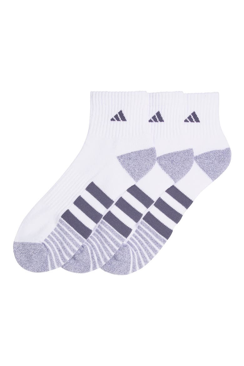 Pack of 3 Cushioned Quarter Socks, Alternate, color, WHITE/ GREY/ GREY