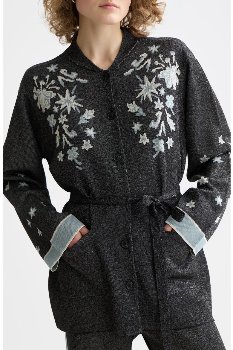 40 Years Metallic Belted Jacquard Jacket, Alternate, color, METEORITE