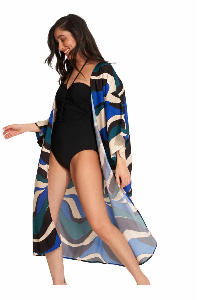Iris Midi Swim Cover Up Robe, Alternate, color, Multi/Blu