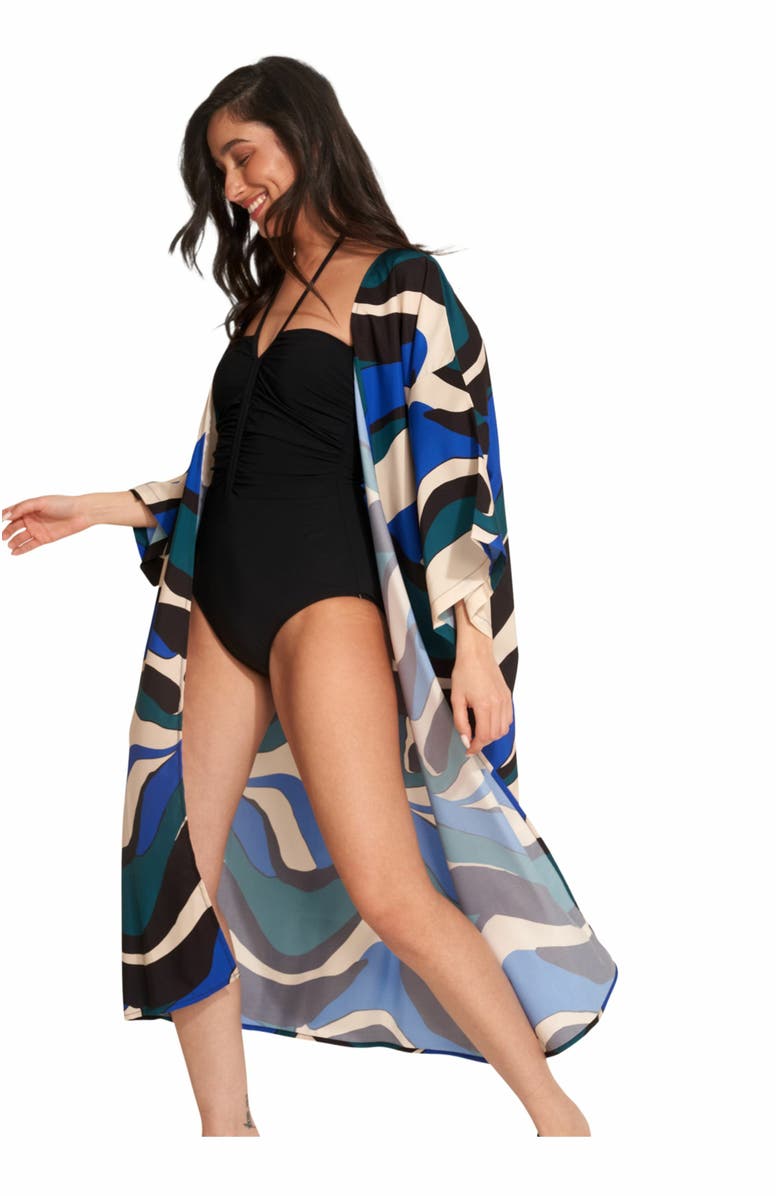 Gottex Beach Life IRIS MIDI SWIM COVER UP KIMONO, Alternate, color, 