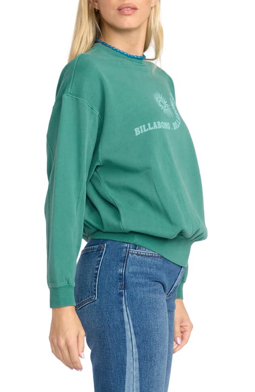 Billabong Time For Kendal Crewneck Fleece Graphic Sweatshirt In Green