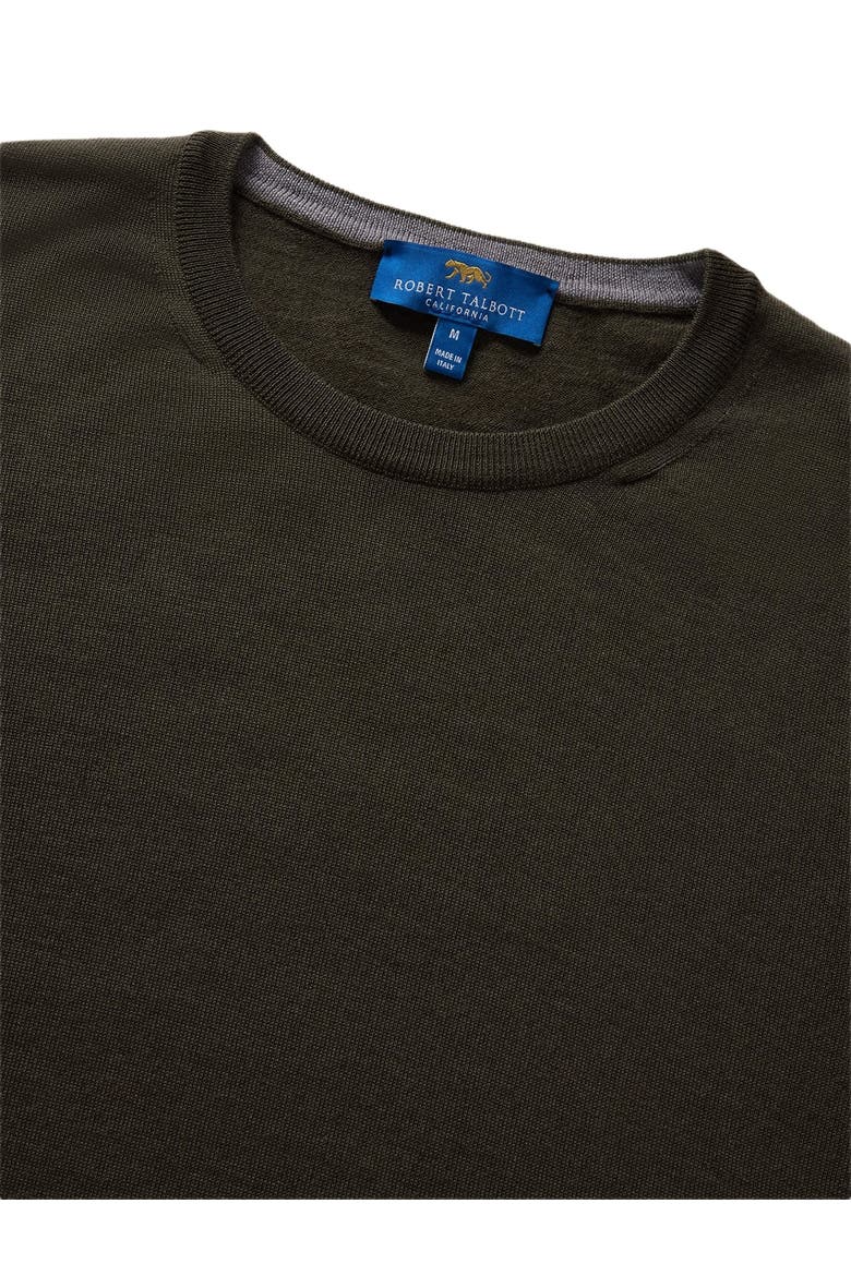 Keaton Crewneck Sweater, Alternate, color, Olive Green with Navy Tipping