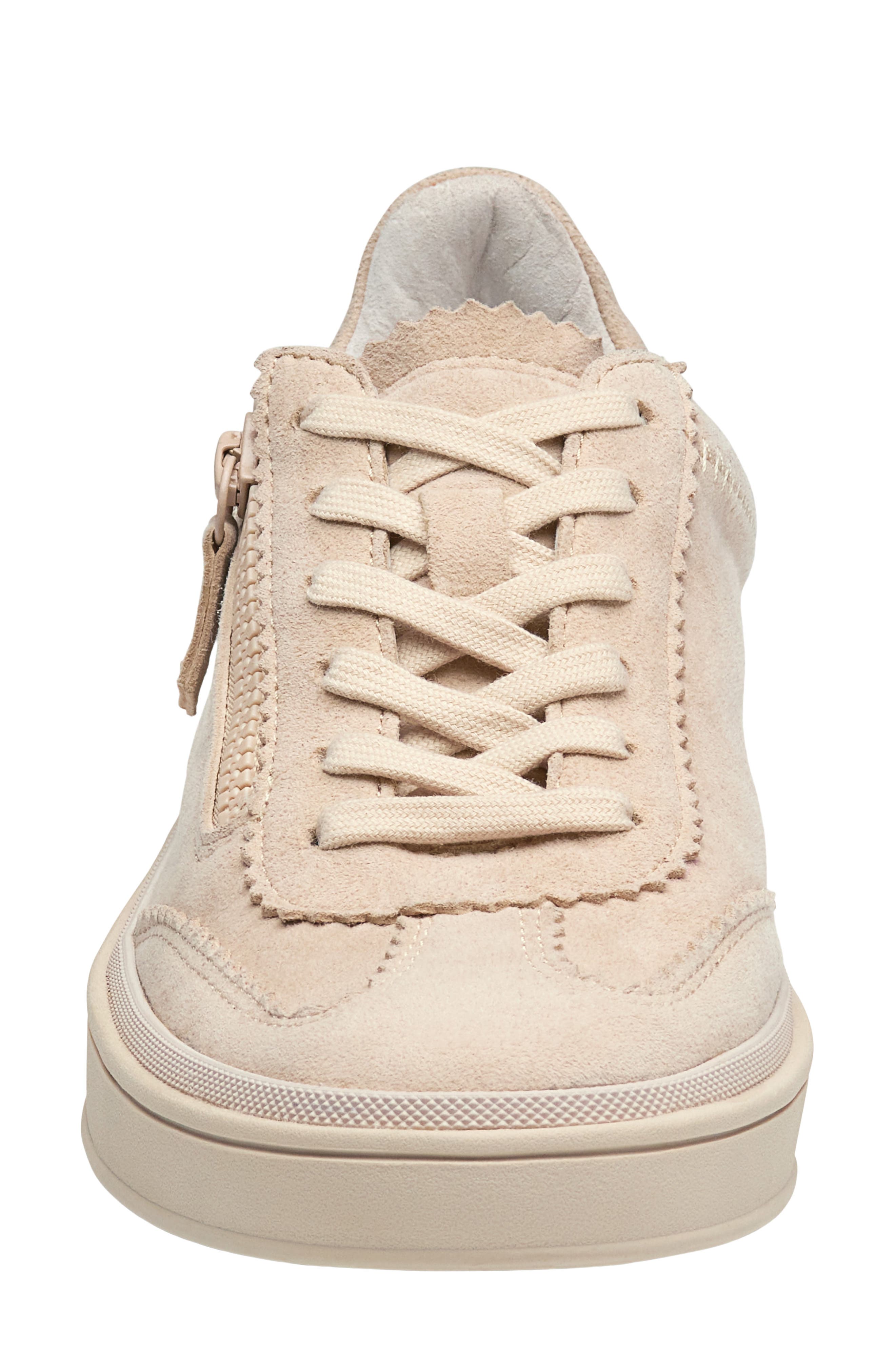 Johnston & Murphy Ashley Side Zip Sneaker, Alternate, color, Sand Kid Suede