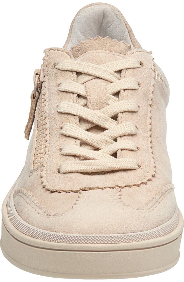 Johnston & Murphy Ashley Side Zip Sneaker, Alternate, color, Sand Kid Suede