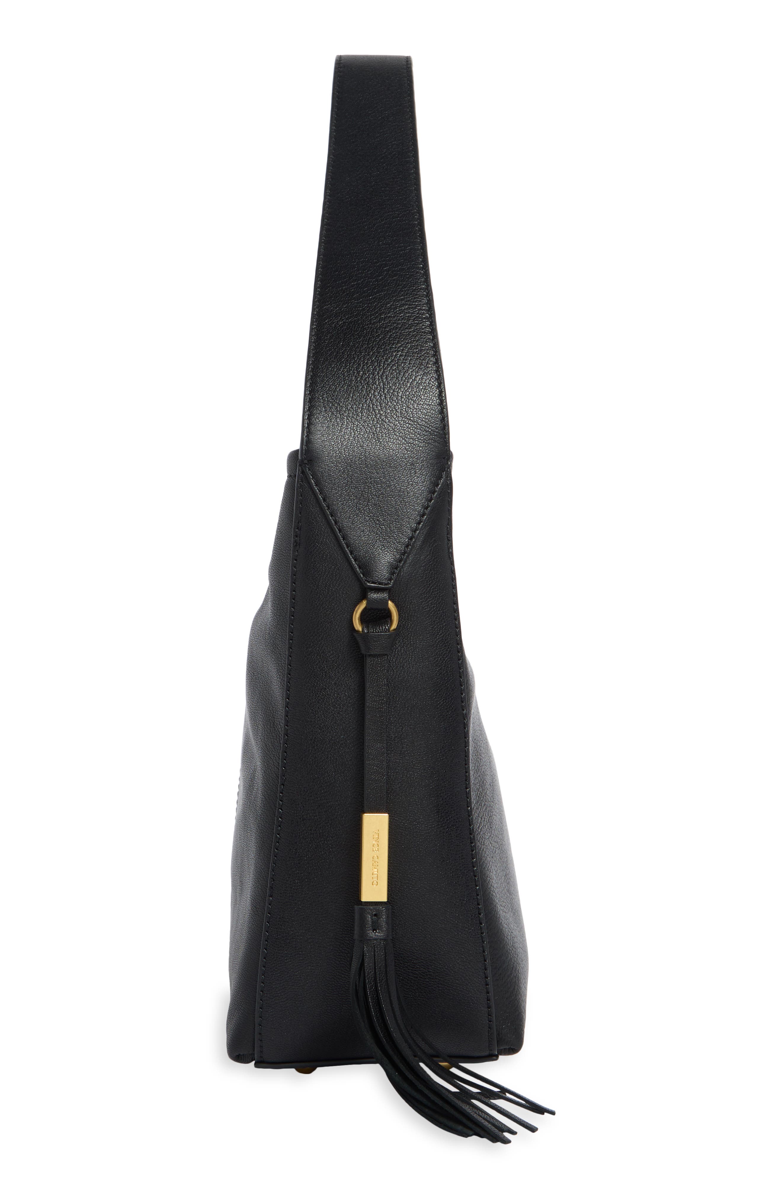 Vince Camuto Aleah Leather Shoulder Bag, Alternate, color, Black 01