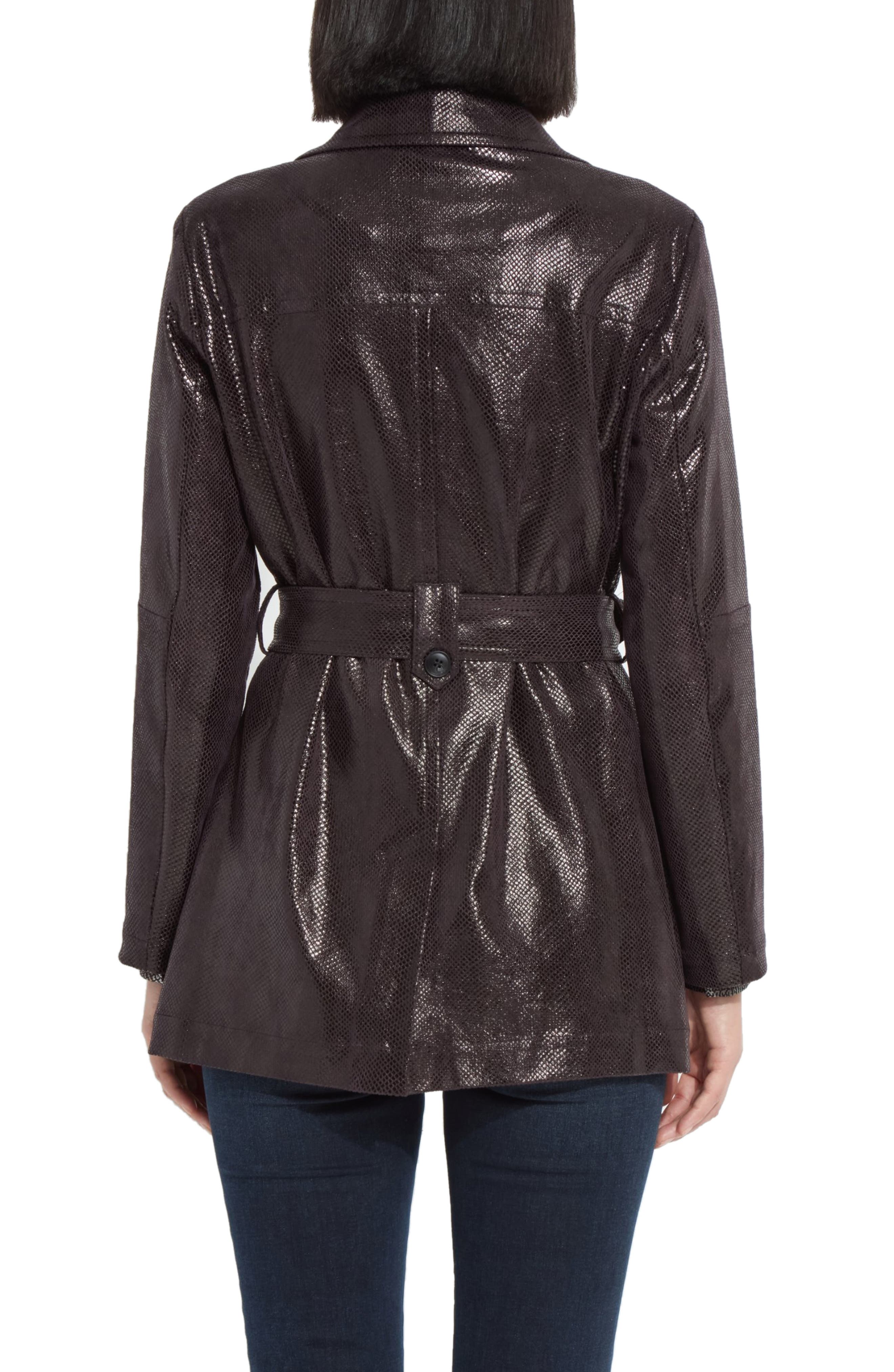 Lysse Mavis Snake Embossed Faux Leather Belted Trench Jacket (Women ...