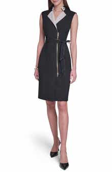 Belted Moto Sheath Dress