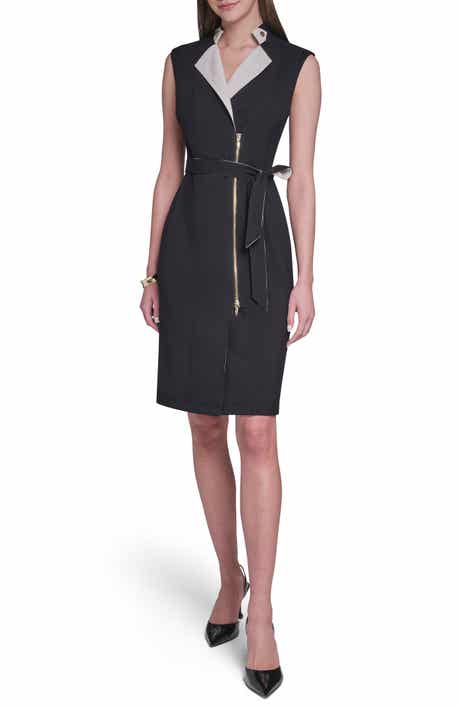 Belted Moto Sheath Dress