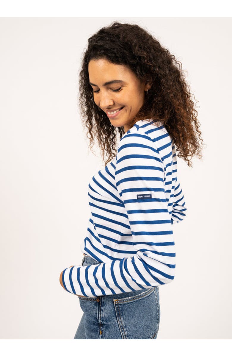 Saint James MINQUIDAME - Breton Striped Shirt with Long Sleeve, Alternate, color, White/Royal Blue
