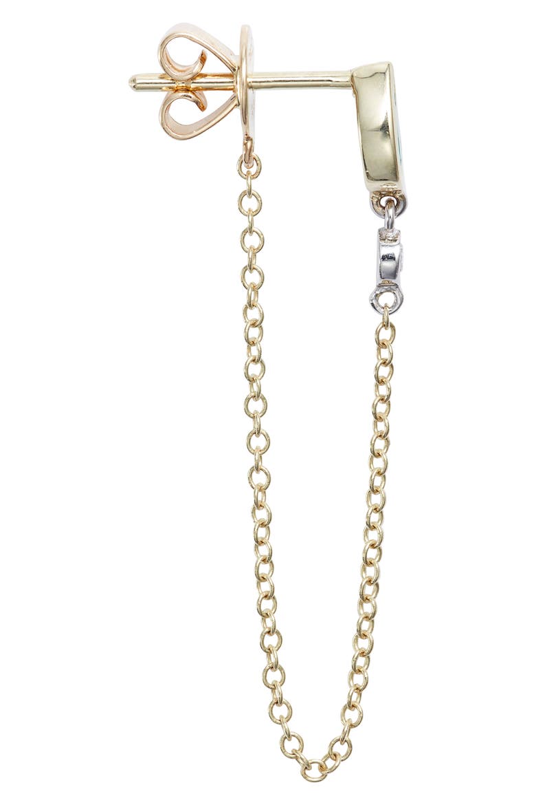 Emerald & Diamond Front/Back Earrings, Alternate, color, YELLOW GOLD