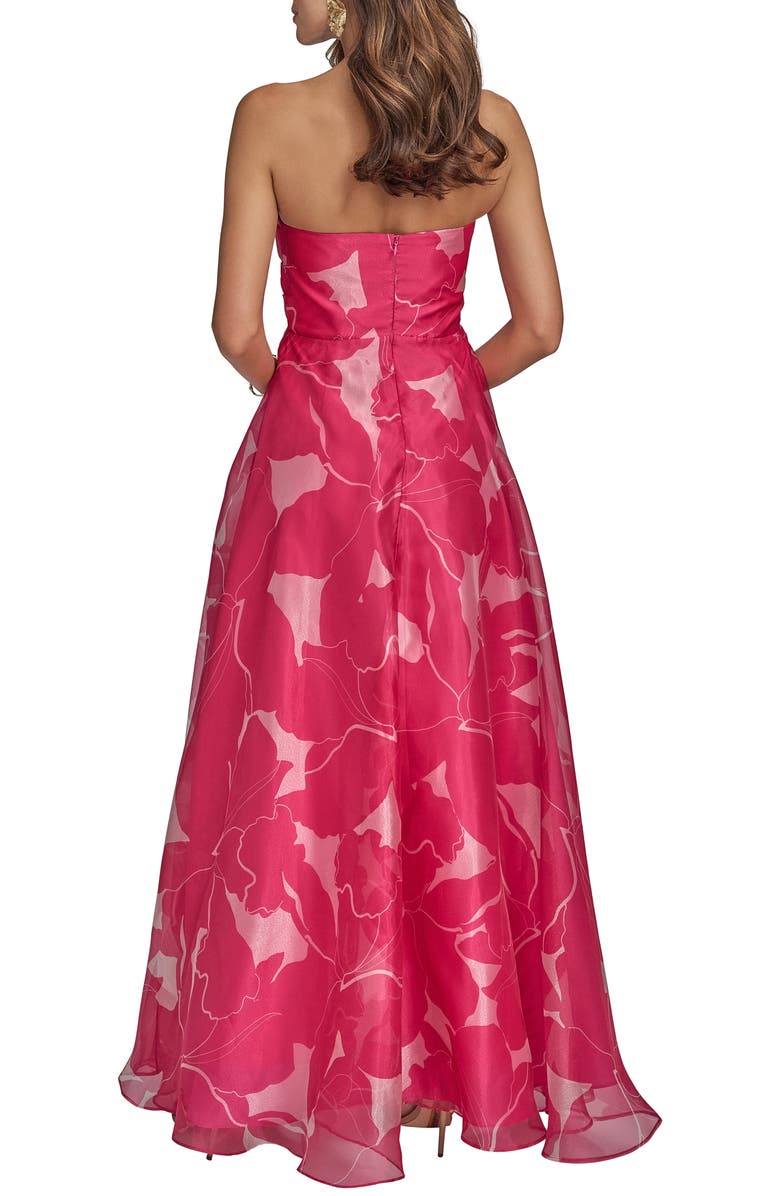 Donna Karan New York Floral Strapless Gown, Alternate, color, Hot Fuchsia