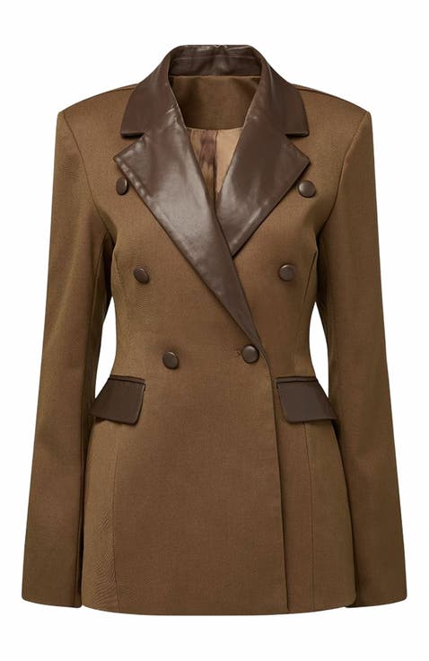 Black Double Breasted Wool Coat 3988