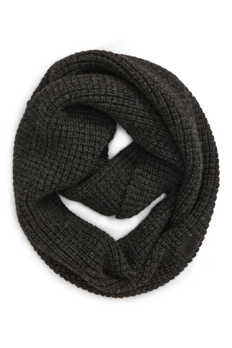 Waffle Stitch Wool Infinity Scarf, Main, color, IRON GREY
