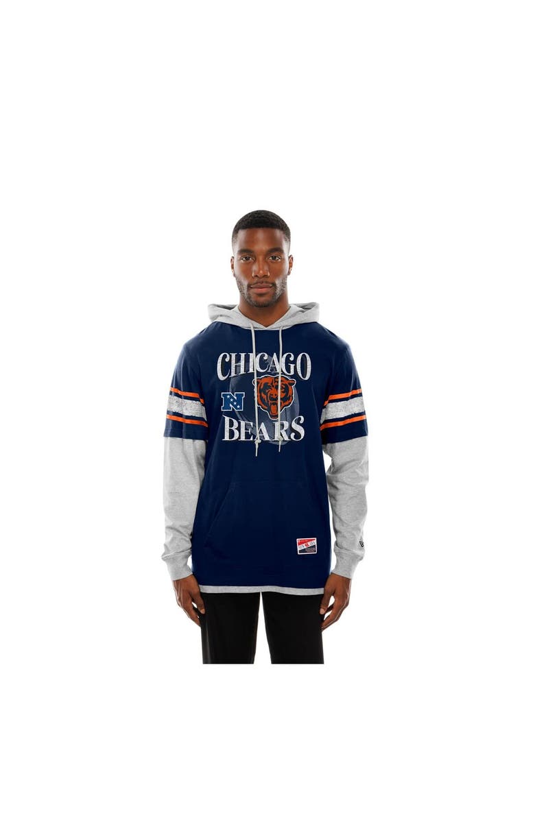 New Era Men's New Era Navy Chicago Bears Twofer Layered Long Sleeve Hoodie T-Shirt, Alternate, color, 