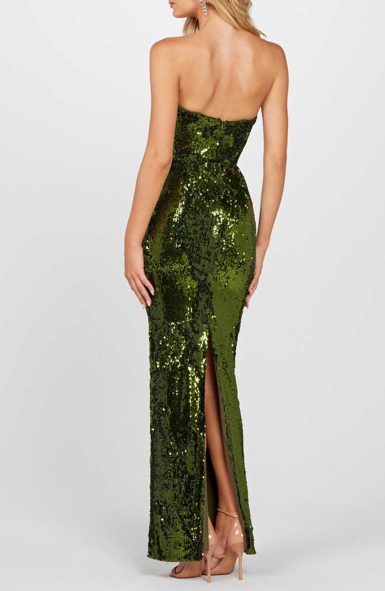 HELSI Serena Sequin Strapless Gown, Alternate, color, Olive