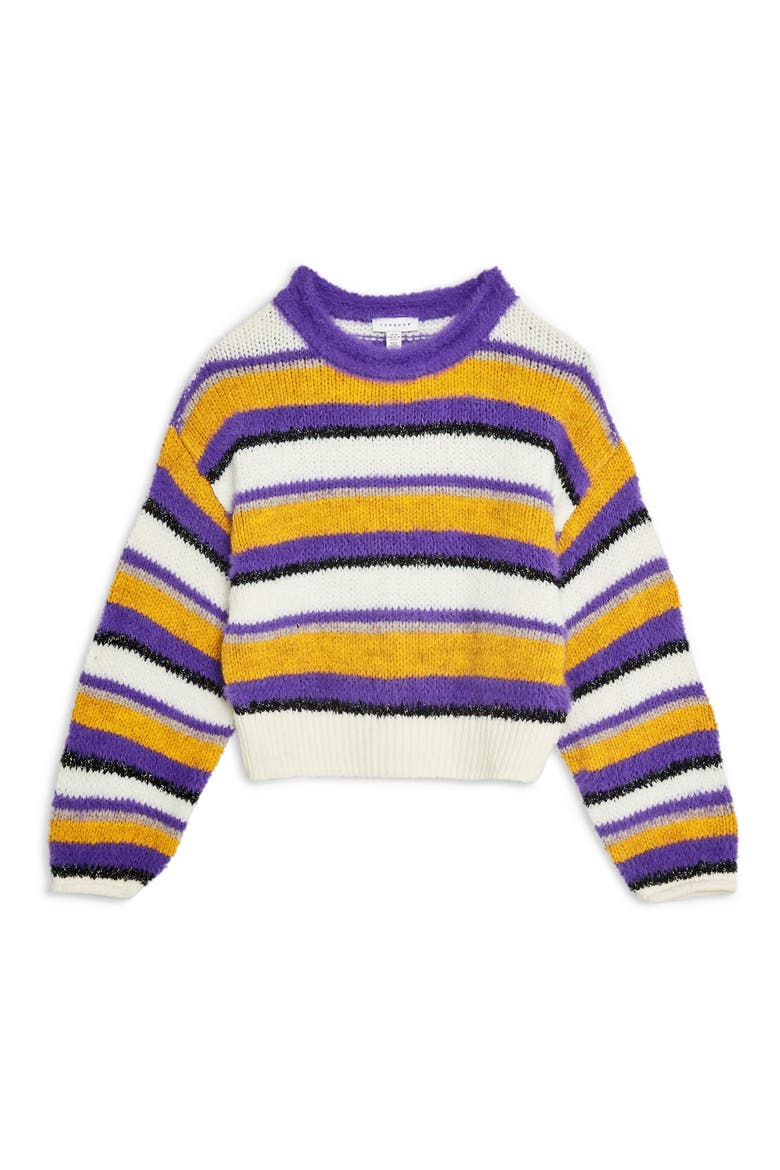 Fluffy Stripe Sweater, Alternate, color, PURPLE MULTI