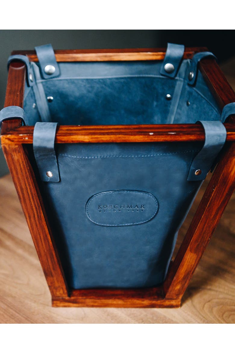 Winslow Leather Wastebasket, Alternate, color, Blue