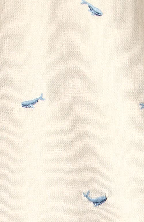 Nordstrom Embroidered Crewneck Sweater & Terry Cloth Joggers Set In Ivory Egret Whales- Blue Fog