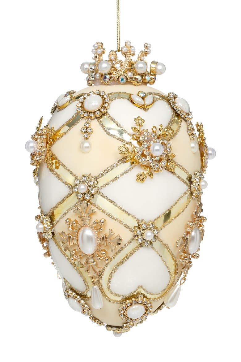 Faberge Jewel Egg Ornament ,White/Cream, Main, color, Cream