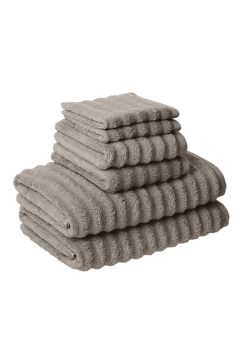 Luxury Spa Collection Wavy Quick Dry 6-Piece Towel Set - Gray, Main, color, gray