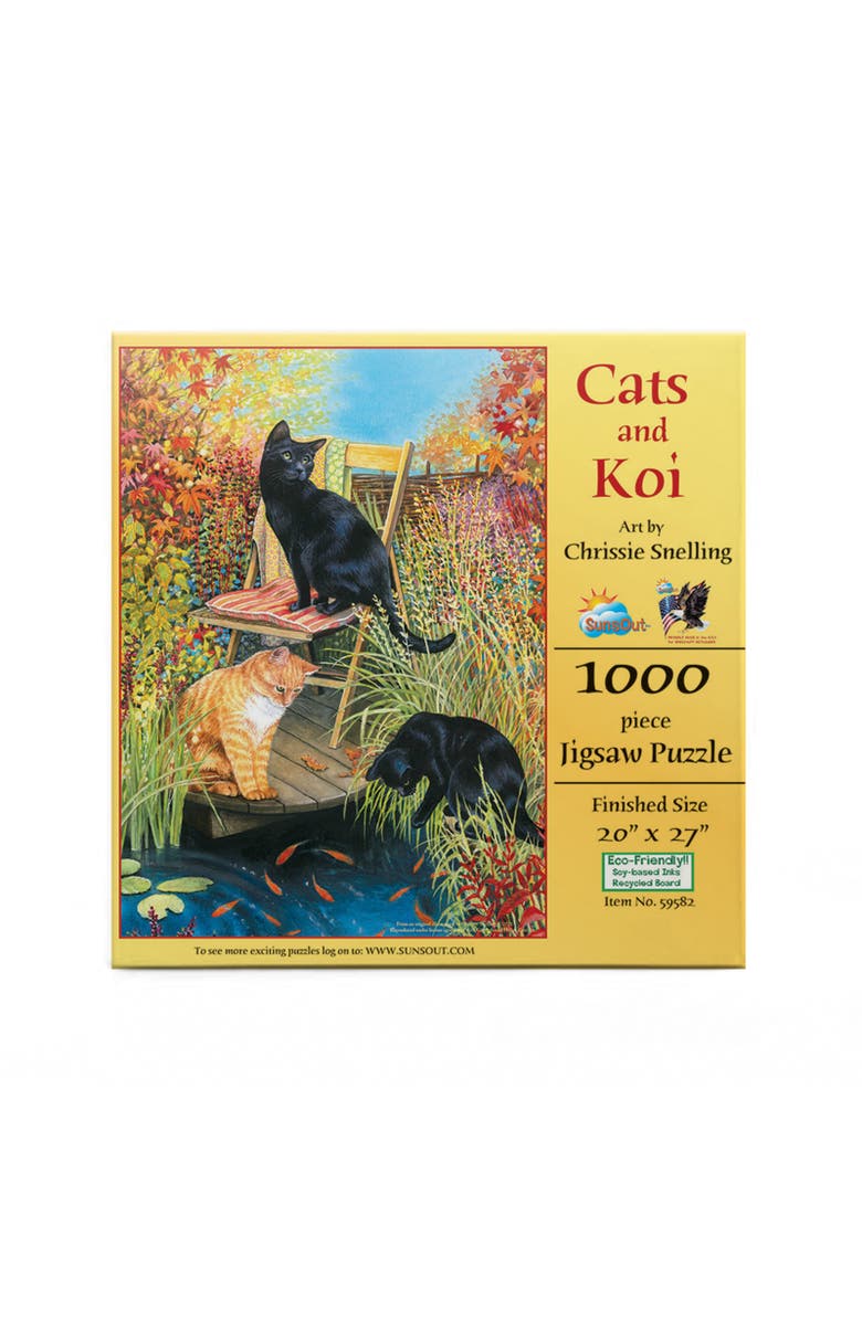 Sunsout Cats and Koi 1000 piece Jigsaw Puzzle for Adults, Alternate, color, Multicolor