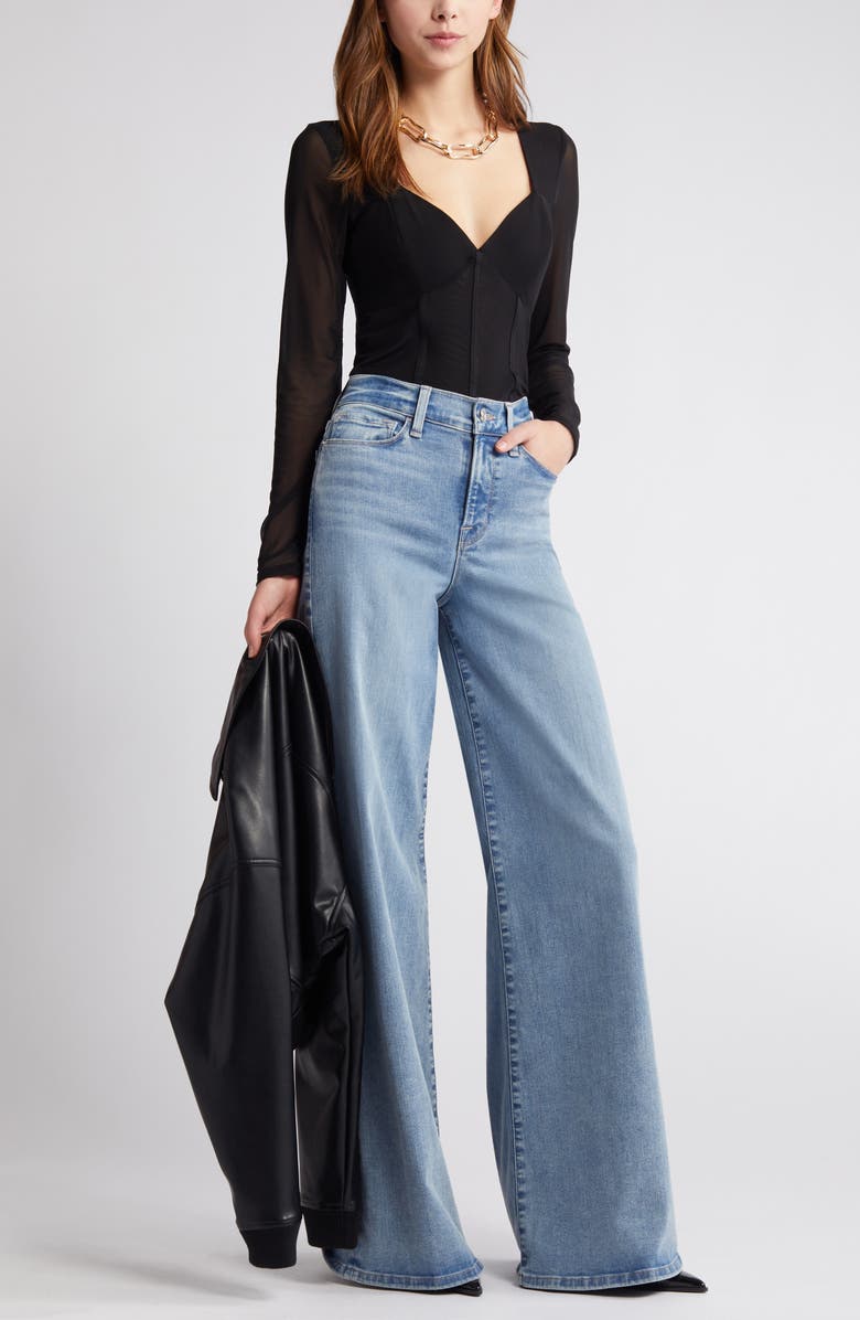 Open Edit Semisheer Mesh Corset Top, Alternate, color, 