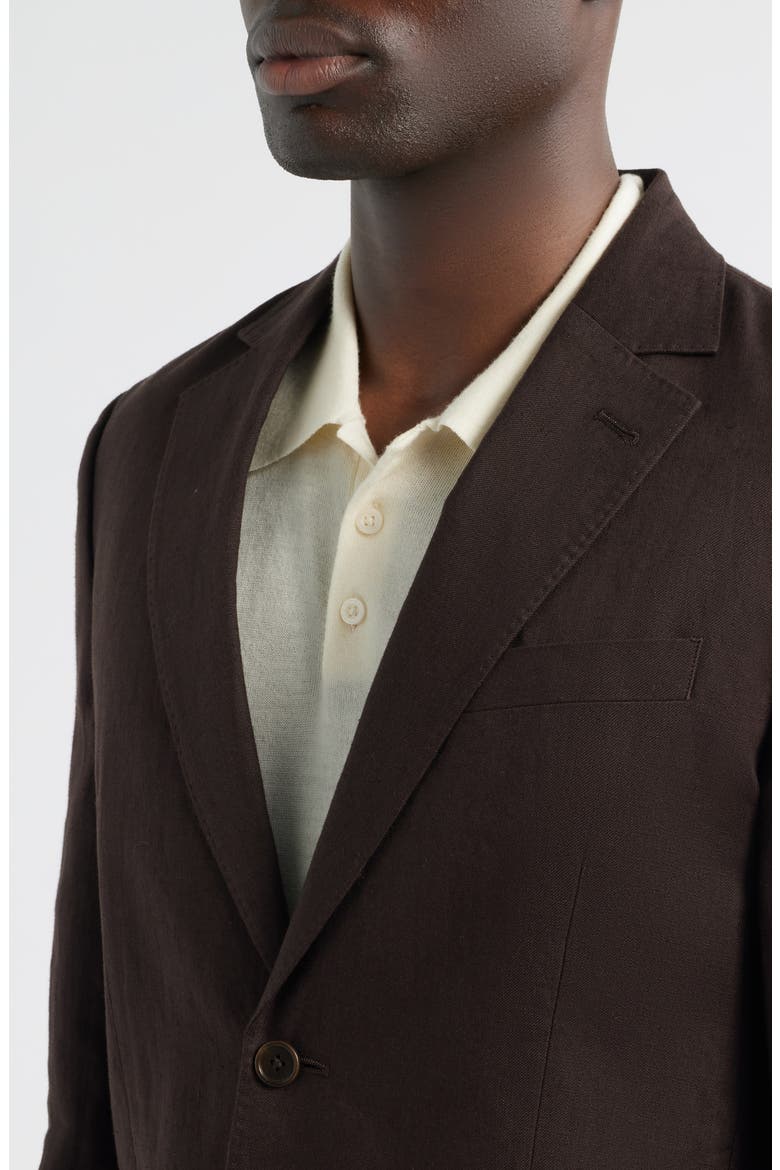 Henrik Trim Fit Solid Italian Linen Suit Separate Jacket, Alternate, color, DARK BROWN