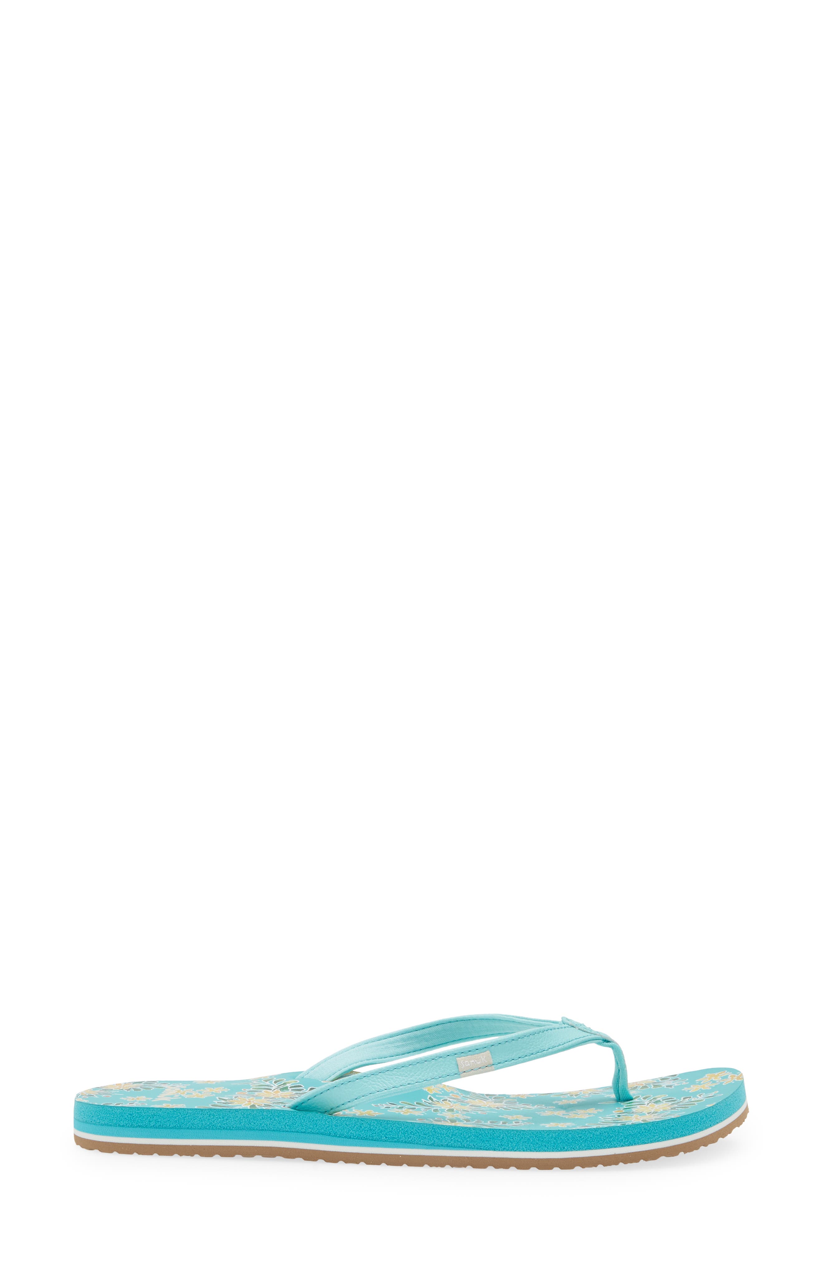 Sanuk Yoga Joy Floral Flip Flop, Alternate, color, Aqua Splash
