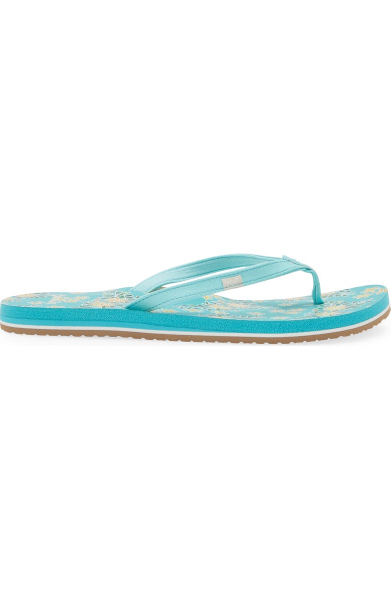 Sanuk Yoga Joy Floral Flip Flop, Alternate, color, Aqua Splash