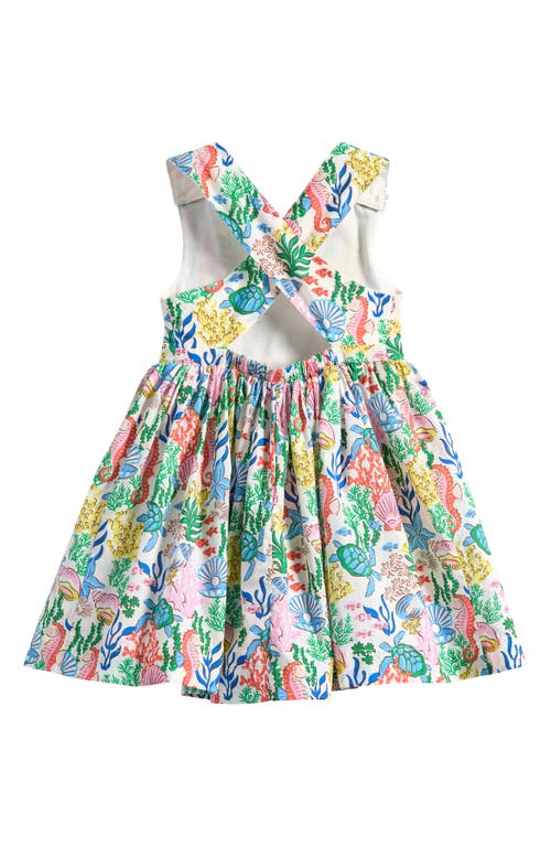 Mini Boden Kids' Harper Undersea Print Crossback Cotton Sundress In Multi Coral Cove