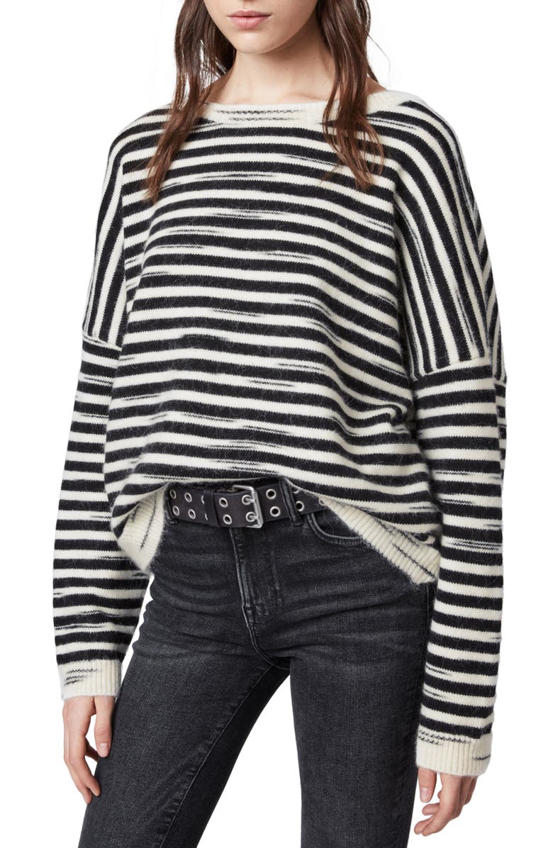 AllSaints Bretta Stripe Oversize Sweater, Alternate, color, 
