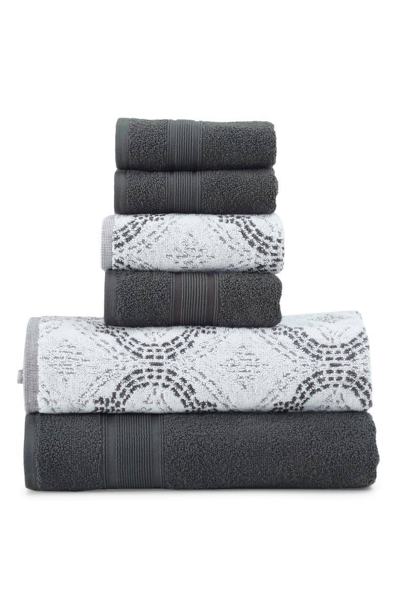 Modern Threads 6 Piece Yarn Dye Towel Set, Main, color, Coal