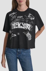 DKNY Embroidered 1989 Notebook Scribbles Graphic T-Shirt
