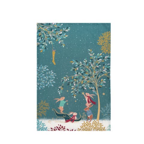 Moonlit Rabbits Kitchen Dishtowel